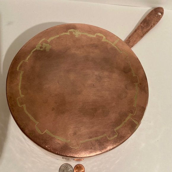 Vintage Copper and Brass Cooking Pot, 18 1/2" Long - Picture 2 of 6